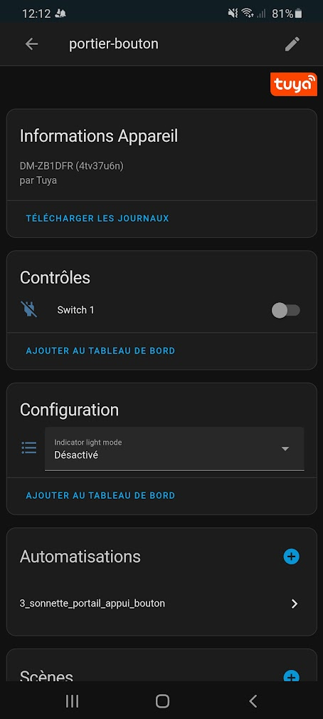 LSC Action DoorBell Home Assistant : status HA